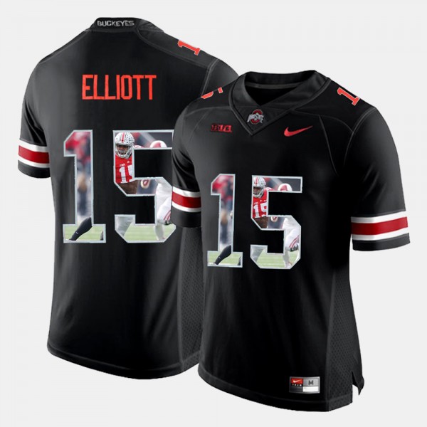 Ohio State Buckeyes Ezekiel Elliott Men's #15 Black Pictorial Fashion College Football Jersey 2404ZNID8